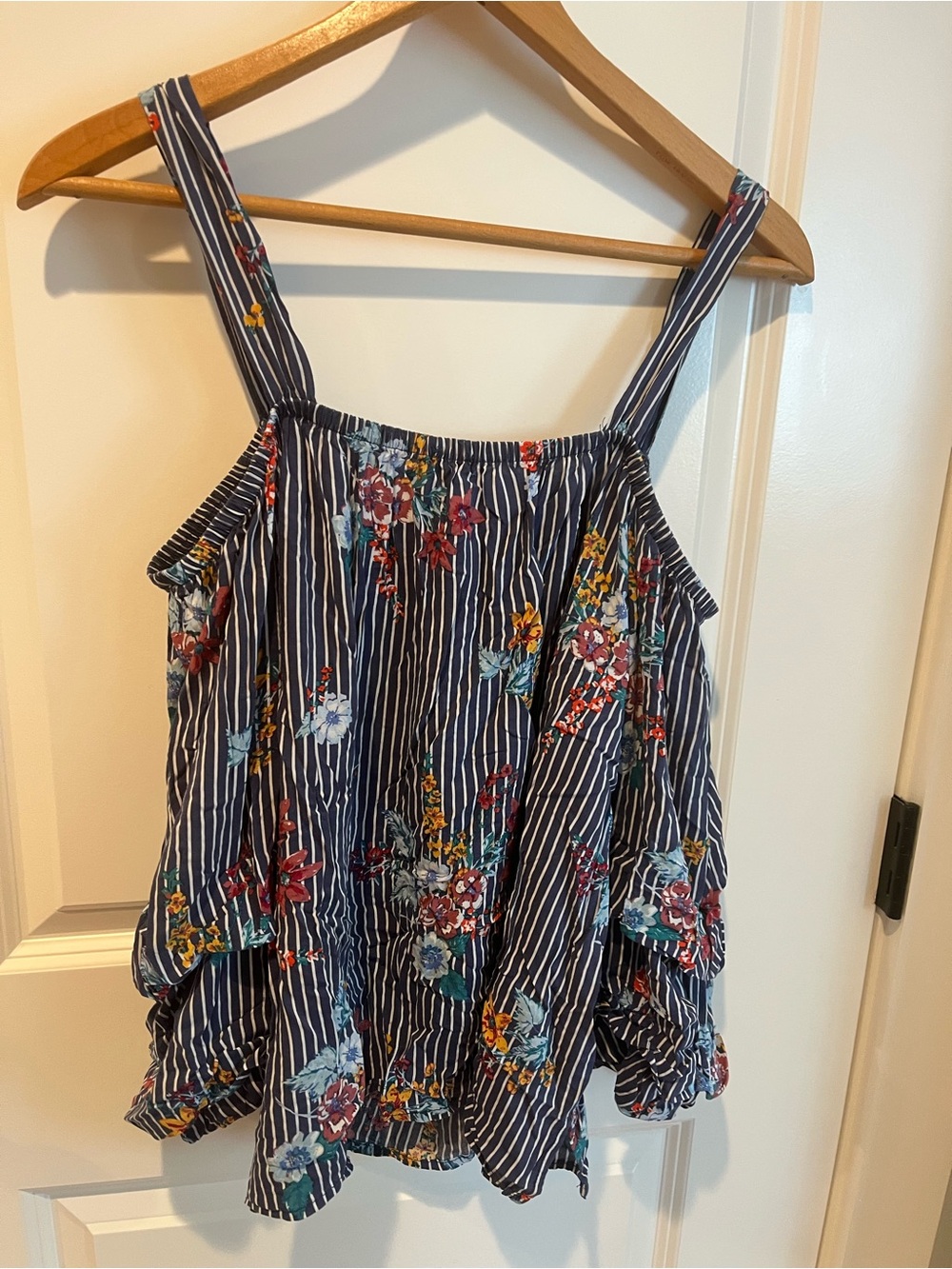 Self Esteem Navy Striped Floral Top